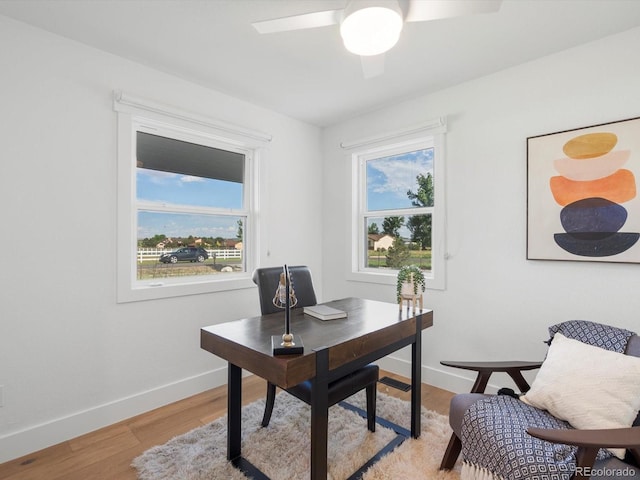 15229 Navajo St, Broomfield, CO 80023 - home office featuring ceiling fan and light wood finished floors