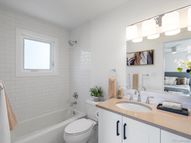 15229 Navajo St, Broomfield, CO 80023 - full bath featuring vanity, bathtub / shower combination, and ceiling fan
