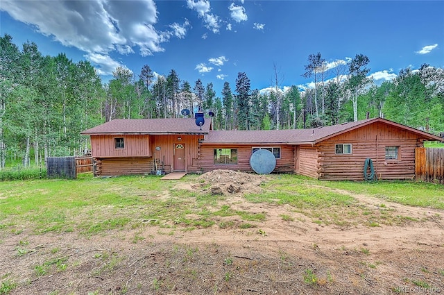 200 Rd P37, Bailey, CO 80421 - view of front of house with log siding and a view of trees