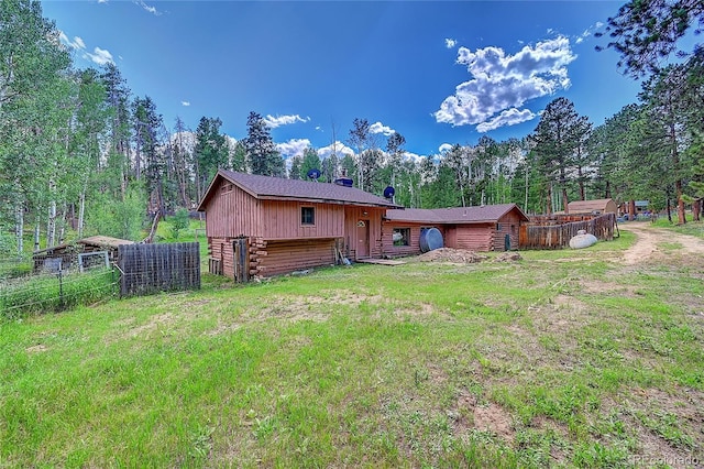 200 Rd P37, Bailey, CO 80421 - rear view of house featuring log exterior and a chimney