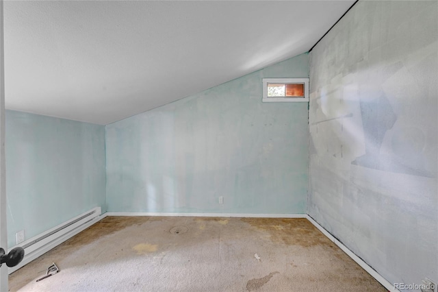 200 Rd P37, Bailey, CO 80421 - additional living space featuring a baseboard radiator, carpet floors, and lofted ceiling