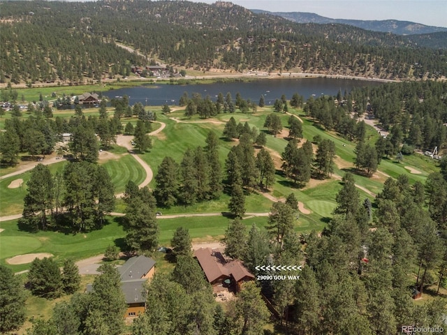 29090 Golf Way, Evergreen, CO 80439 - aerial overview of property's location with a water and mountain view and a golf club