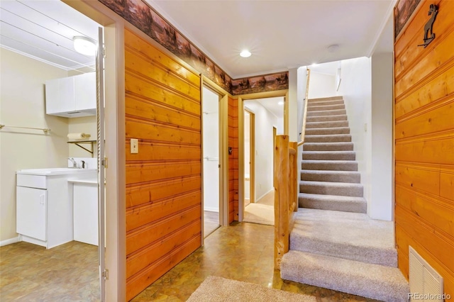 29090 Golf Way, Evergreen, CO 80439 - entrance foyer featuring stairway, crown molding, and recessed lighting