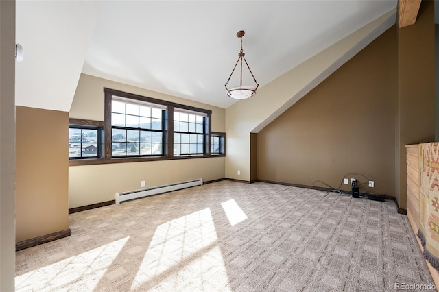 127 Silver Sage Rd, Granby, CO 80446 - bonus room with baseboard heating, baseboards, lofted ceiling, and carpet