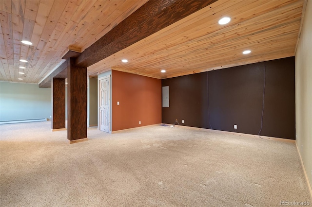 127 Silver Sage Rd, Granby, CO 80446 - finished below grade area featuring carpet, wood ceiling, and recessed lighting