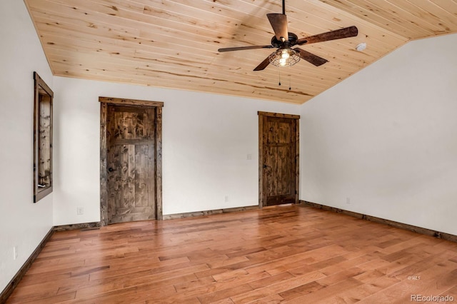 4513 County Road 323, Westcliffe, CO 81252 - unfurnished room with wood ceiling, a ceiling fan, lofted ceiling, and wood finished floors