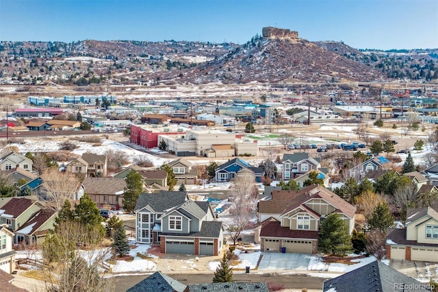 aerial view with a mountain view