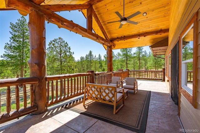 14552 Timber Valley Dr, Weston, CO 81091 - view of patio with a ceiling fan