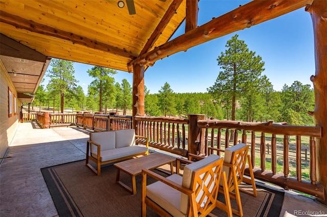 14552 Timber Valley Dr, Weston, CO 81091 - view of patio with an outdoor living space and a wooden deck
