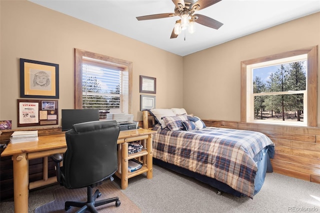 14552 Timber Valley Dr, Weston, CO 81091 - carpeted bedroom featuring a desk and ceiling fan