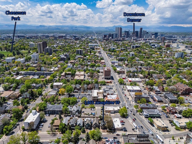 drone / aerial view with a mountain view