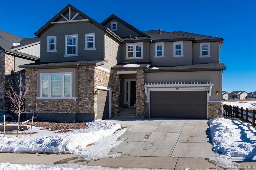 view of front of house with a garage