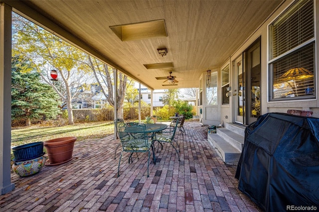 6454 S Nelson Way, Littleton, CO 80127 - view of patio with entry steps, outdoor dining space, and ceiling fan