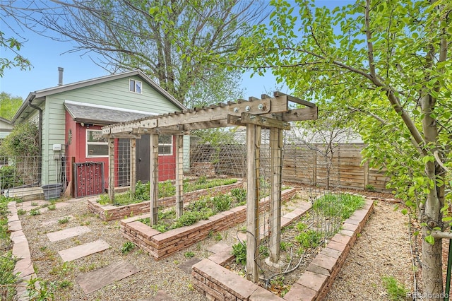 view of yard featuring a garden and fence
