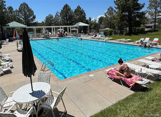 16873 Boreas Ct, Parker, CO 80134 - community pool featuring a patio area