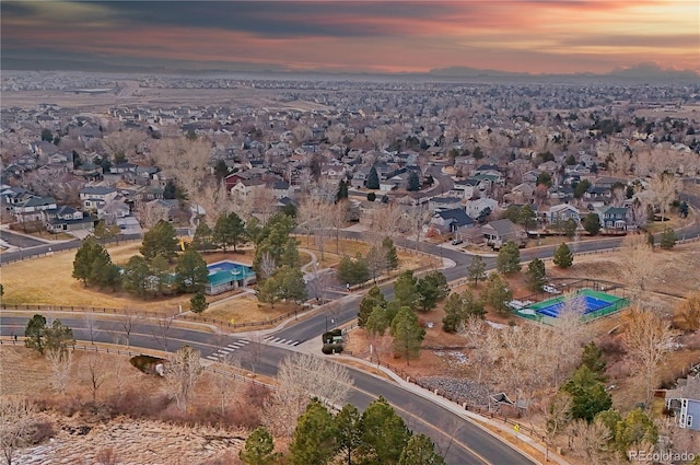 16873 Boreas Ct, Parker, CO 80134 - aerial view at dusk of view of pool and a residential view