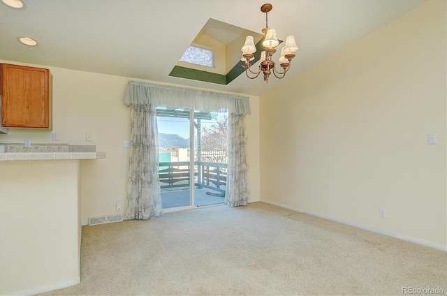 27665 County Road 313 Unit 34, Buena Vista, CO 81211 - unfurnished dining area with carpet floors, a chandelier, and baseboards