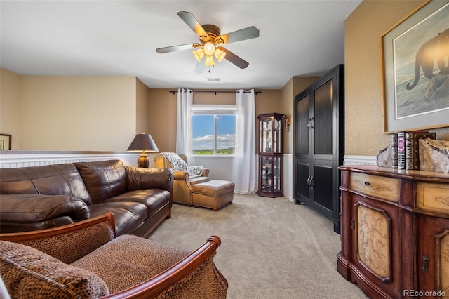 4194 Beautiful Cir, Castle Rock, CO 80109 - living room featuring a ceiling fan and light carpet