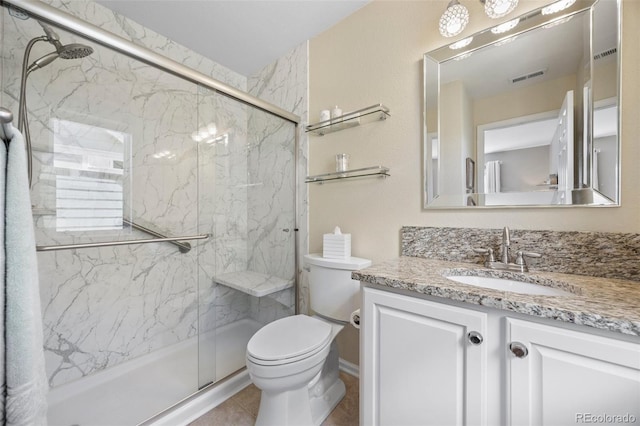 4194 Beautiful Cir, Castle Rock, CO 80109 - full bath with a marble finish shower, toilet, and vanity