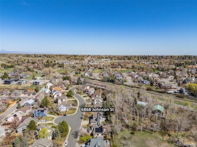6868 Johnson St, Arvada, CO 80004 - aerial overview of property's location with nearby suburban area