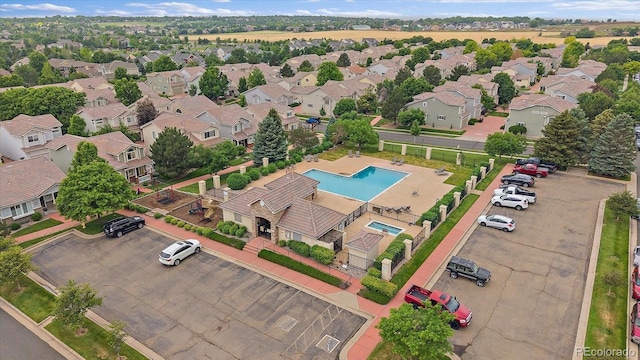 5107 Pasadena Way, Broomfield, CO 80023 - aerial perspective of suburban area featuring a pool area