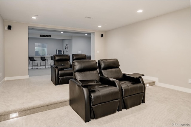 view of carpeted cinema room