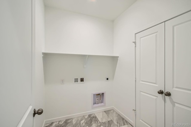 laundry room with hookup for an electric dryer and hookup for a washing machine