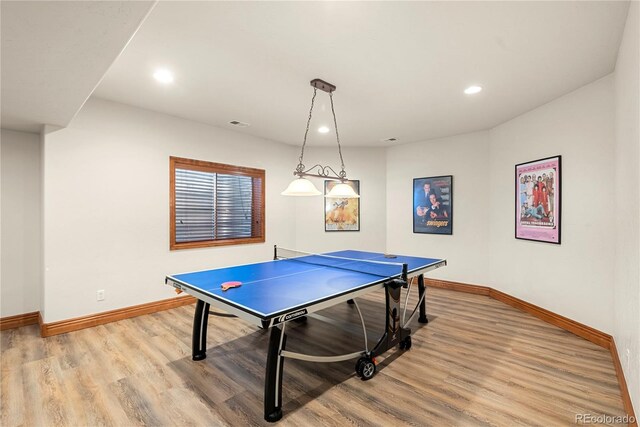 5350 S Marshall St, Littleton, CO 80123 - game room featuring baseboards, recessed lighting, and light wood-type flooring