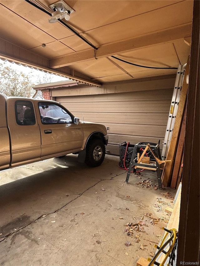 view of garage