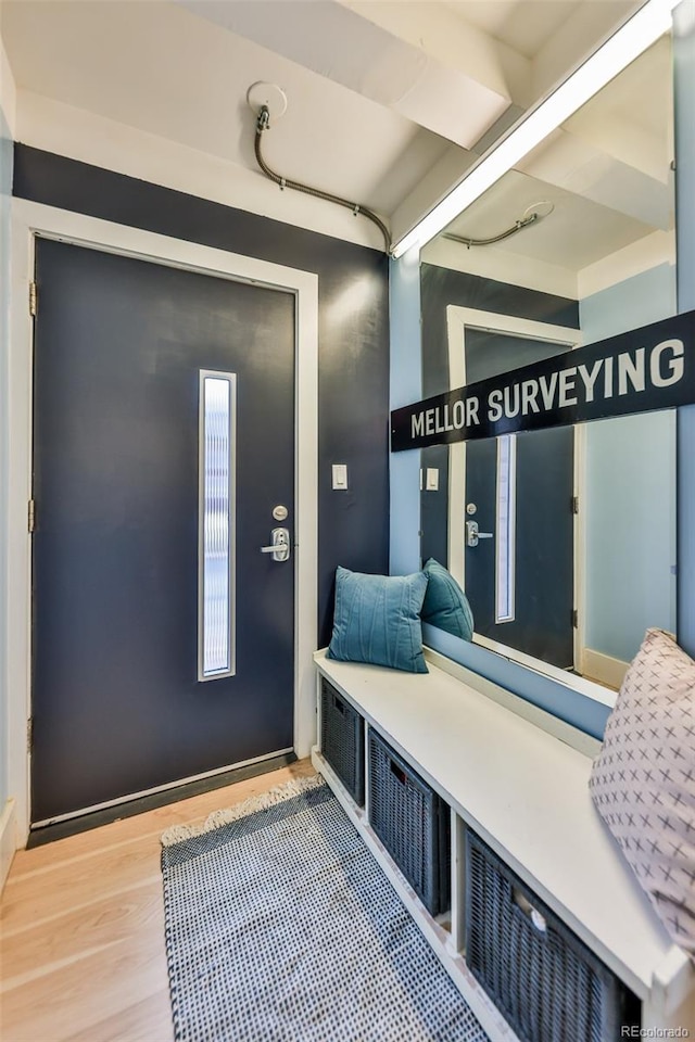 mudroom with hardwood / wood-style floors