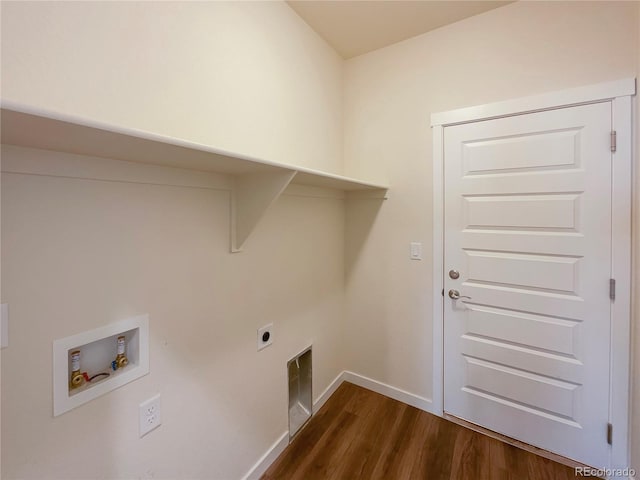 laundry room featuring hookup for a washing machine, electric dryer hookup, and dark hardwood / wood-style floors