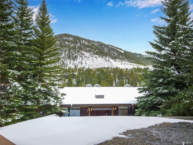 view of front of property with a mountain view