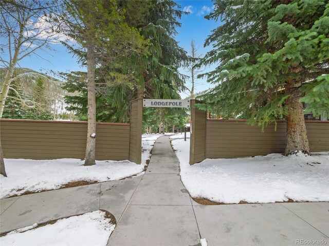 view of snow covered patio