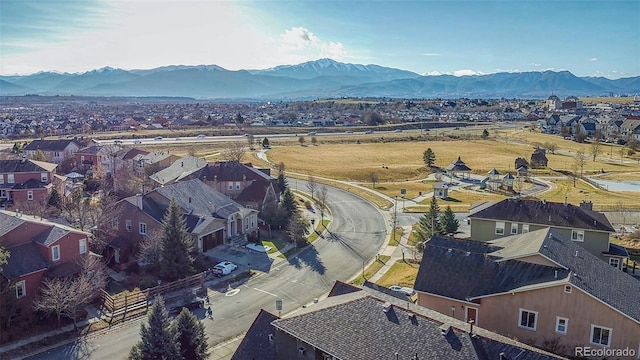 aerial view featuring a mountain view