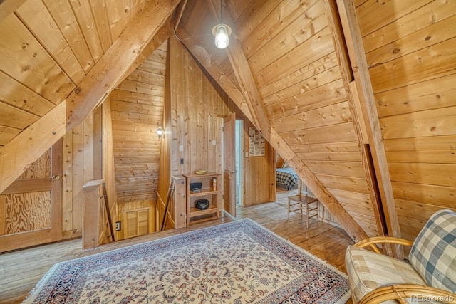 16495 Mt Princeton Rd, Buena Vista, CO 81211 - bedroom with wooden ceiling, wood walls, and hardwood / wood-style flooring