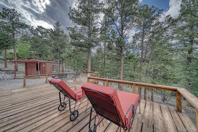 16495 Mt Princeton Rd, Buena Vista, CO 81211 - wooden terrace with view of scattered trees
