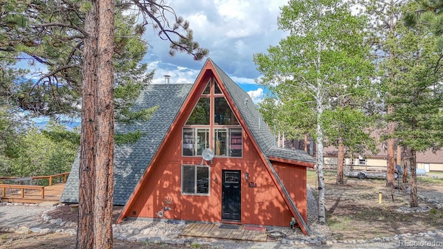 16495 Mt Princeton Rd, Buena Vista, CO 81211 - back of property with a shingled roof and a deck