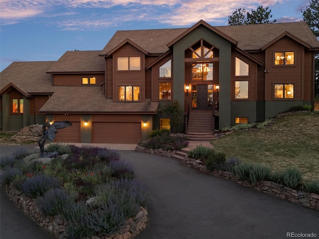 view of front of house with a garage