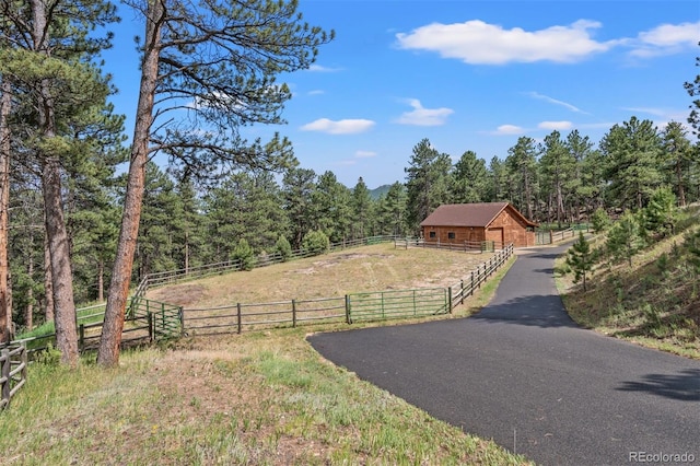 view of yard with a rural view