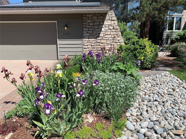 details featuring stone siding