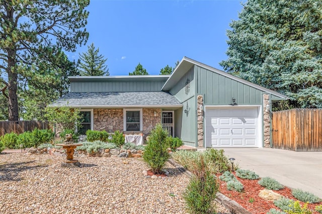 view of front of property with a garage