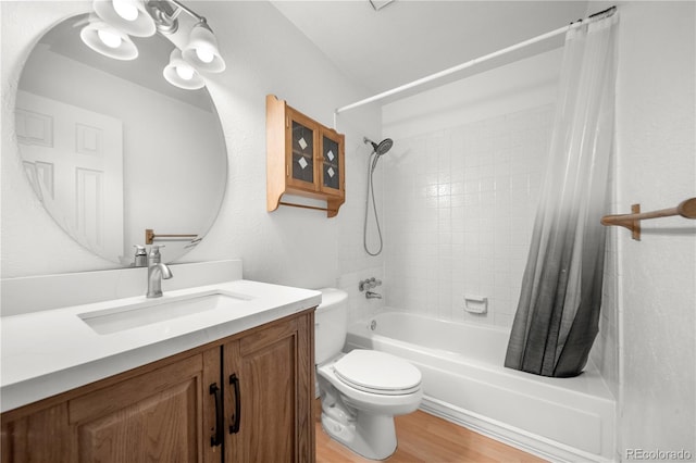 19398 E Eastman Pl, Aurora, CO 80013 - bathroom with shower / tub combo, toilet, vanity, and wood finished floors