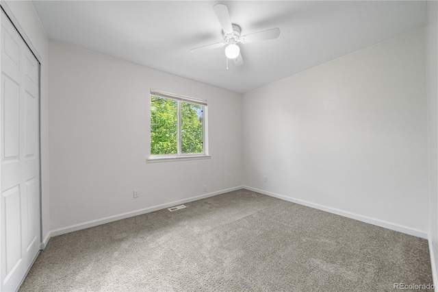 19398 E Eastman Pl, Aurora, CO 80013 - unfurnished bedroom featuring carpet flooring, baseboards, a closet, and ceiling fan