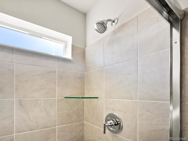 interior details with tiled shower