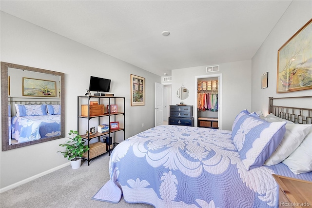 bedroom with light carpet