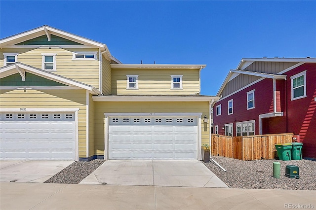 view of front of property featuring a garage