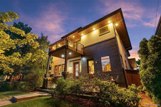 1344 S Saint Paul St, Denver, CO 80210 - contemporary home with a balcony and a lawn