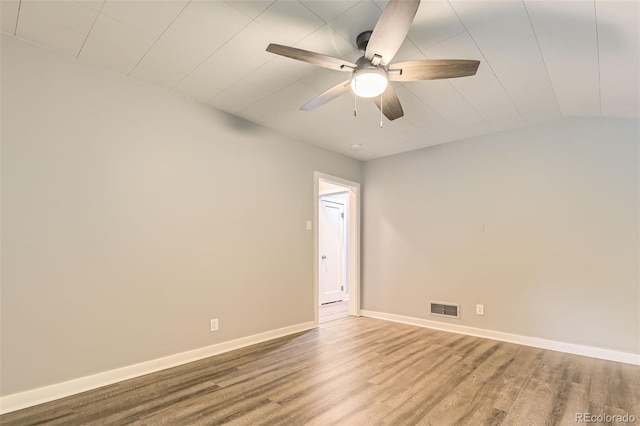 1187 Syracuse St, Denver, CO 80220 - unfurnished room with wood finished floors, a ceiling fan, and lofted ceiling