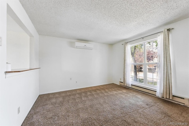 5372 E 108th Pl, Thornton, CO 80233 - empty room with a wall mounted air conditioner, a baseboard radiator, carpet floors, and a textured ceiling