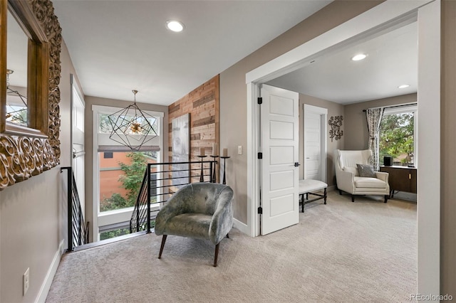 2805 S Sherman St, Englewood, CO 80113 - sitting room featuring a chandelier, carpet floors, and recessed lighting